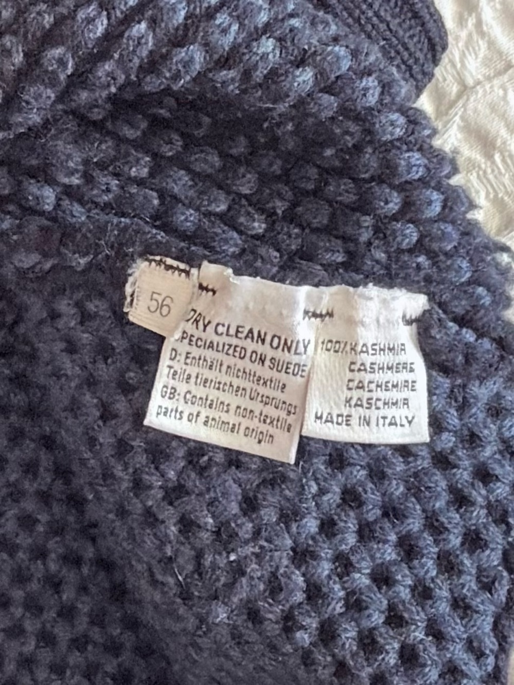 Doriani 100% Cashmere Full Zip Sweater Italy Blue/Black Men’s XXL 56 Luxury - Picture 11 of 14